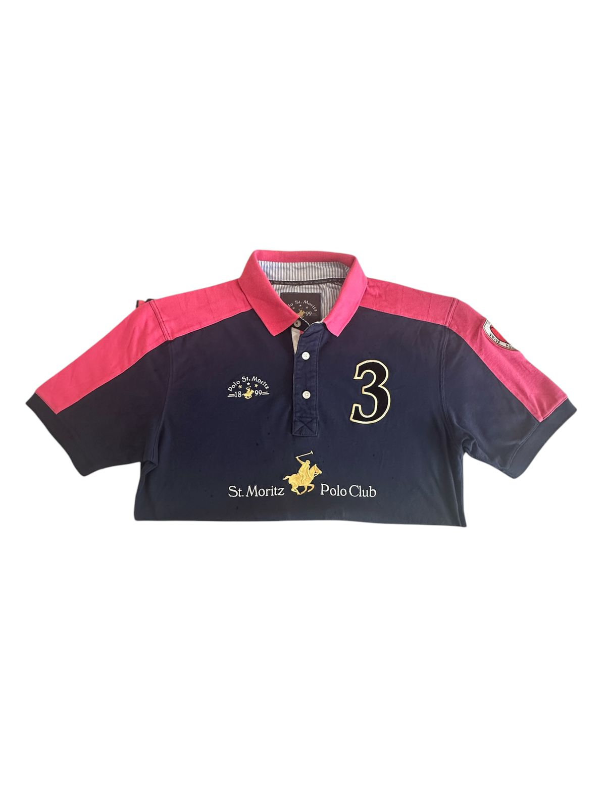 Polo Shirt Azu Marinho/Rosa Esportiva